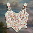 thumbnail image 3 of Vintage Floral Corset Tops for Women Tie Shoulder Renaissance Lace Up Bustiers Overbust Shaper Tank Corsets Light Pink, XL, 3 of 7