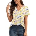 thumbnail image 3 of JuneFish Women's Summer Floral Tunic Tops Short Sleeve V Neck Casual Pleated Blouse, 3 of 7