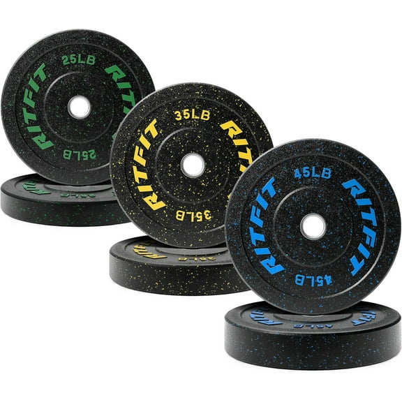 Tuekys 210LBS Bumper Plate Set (2*25LBS 2*35LBS 2*45LBS), 2 Inch Barbell Rubber Weight Plates for Weight Lifting Home Gym Training, 210 Pound Change Plates