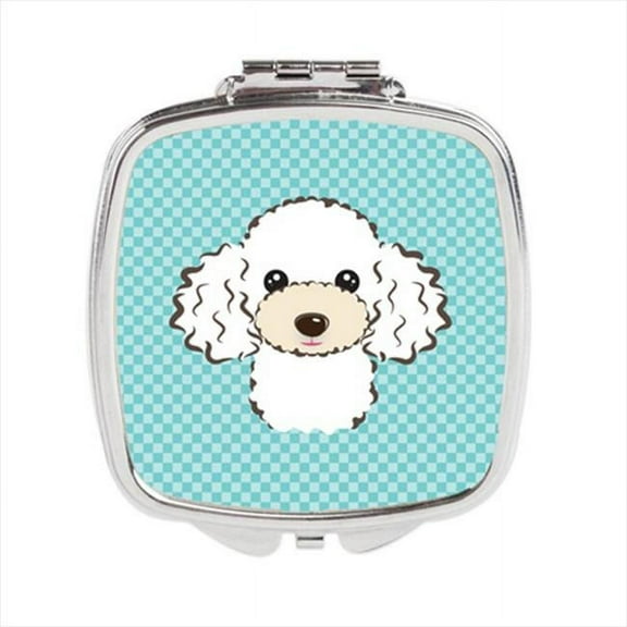 Checkerboard Blue White Poodle Compact Mirror, 2.75 x 3 x .3 In.