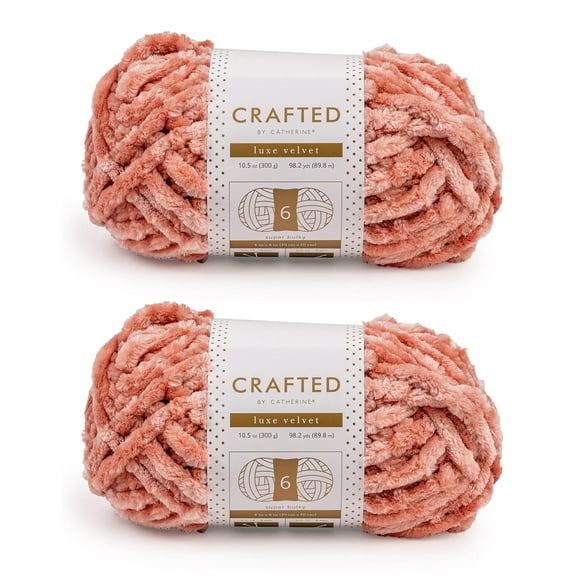 Crafted by Catherine Pink Luxe Velvet Super Bulky Yarn, 98 yards, 10.5oz/300g (2 Pack)