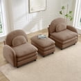 thumbnail image 4 of HUTWIFE 68.5" 2-Seater Teddy Fabric Couch, Camel Modular Sofa with Ottoman, Curved Back & Lumbar Pillows, 4 of 9