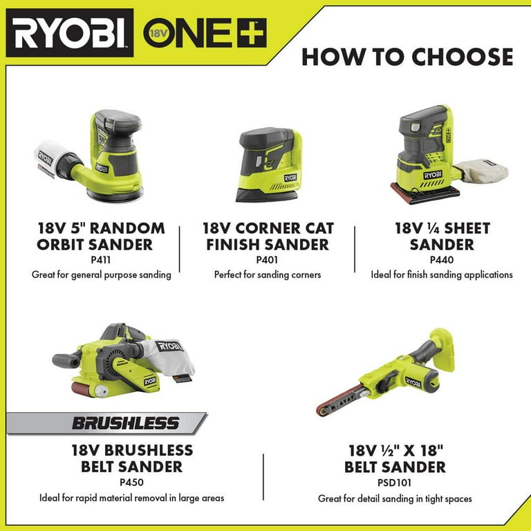 RYOBI ONE 18V Cordless 5 in. Random Orbit Sander Tool Only Walmart