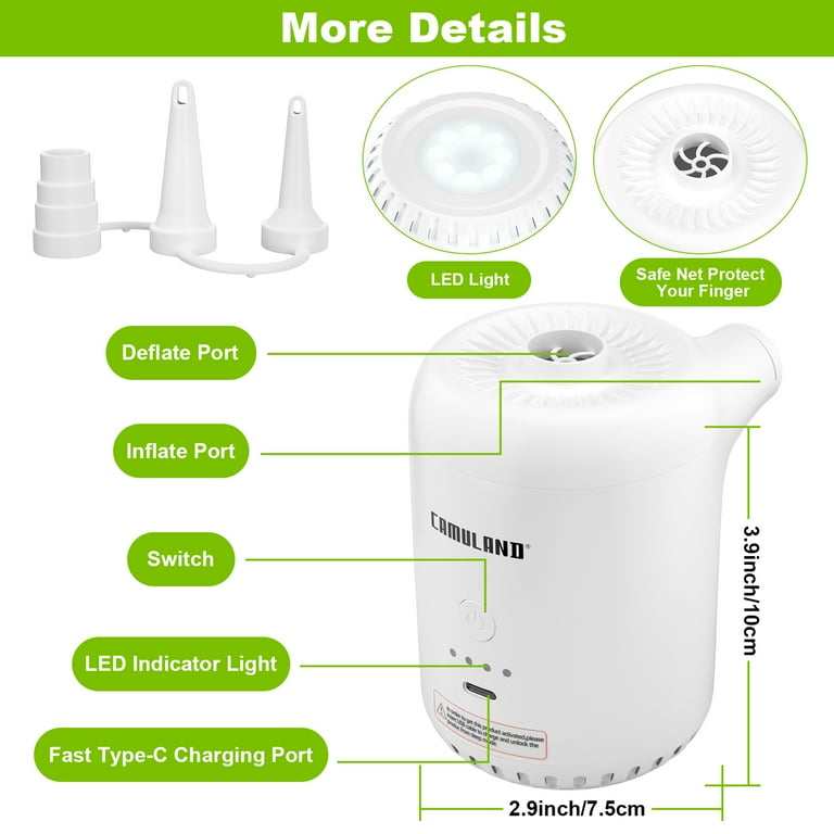Rechargeable Air Pump 4000mAh - Fast Inflation/Deflation For Pool Floats & Air Mattresses