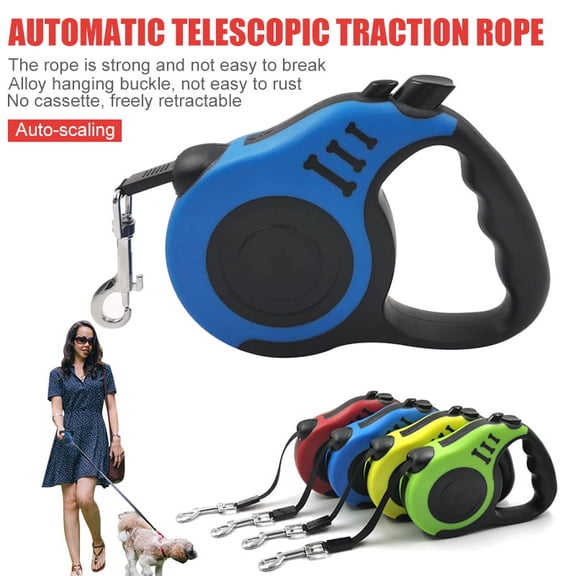 POINTERTECK Retractable Dog Leash for Medium - Small Dogs and Cats 16.5FT Tangle Free, Heavy Duty Walking Leash with Anti Slip Handle, Pause and Lock Strong Nylon Tape, Dog Leash Retractable