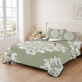 thumbnail image 2 of Twin Quilt Set 68''x86'', Baroque Sage Green Lightweight Summer Bedspread Coverlet Set with 2 Pillow Shams, Vintage Damask Classic Floral Breathable All Season Quilt Bedding for Dorm/Bedroom, 2 of 9