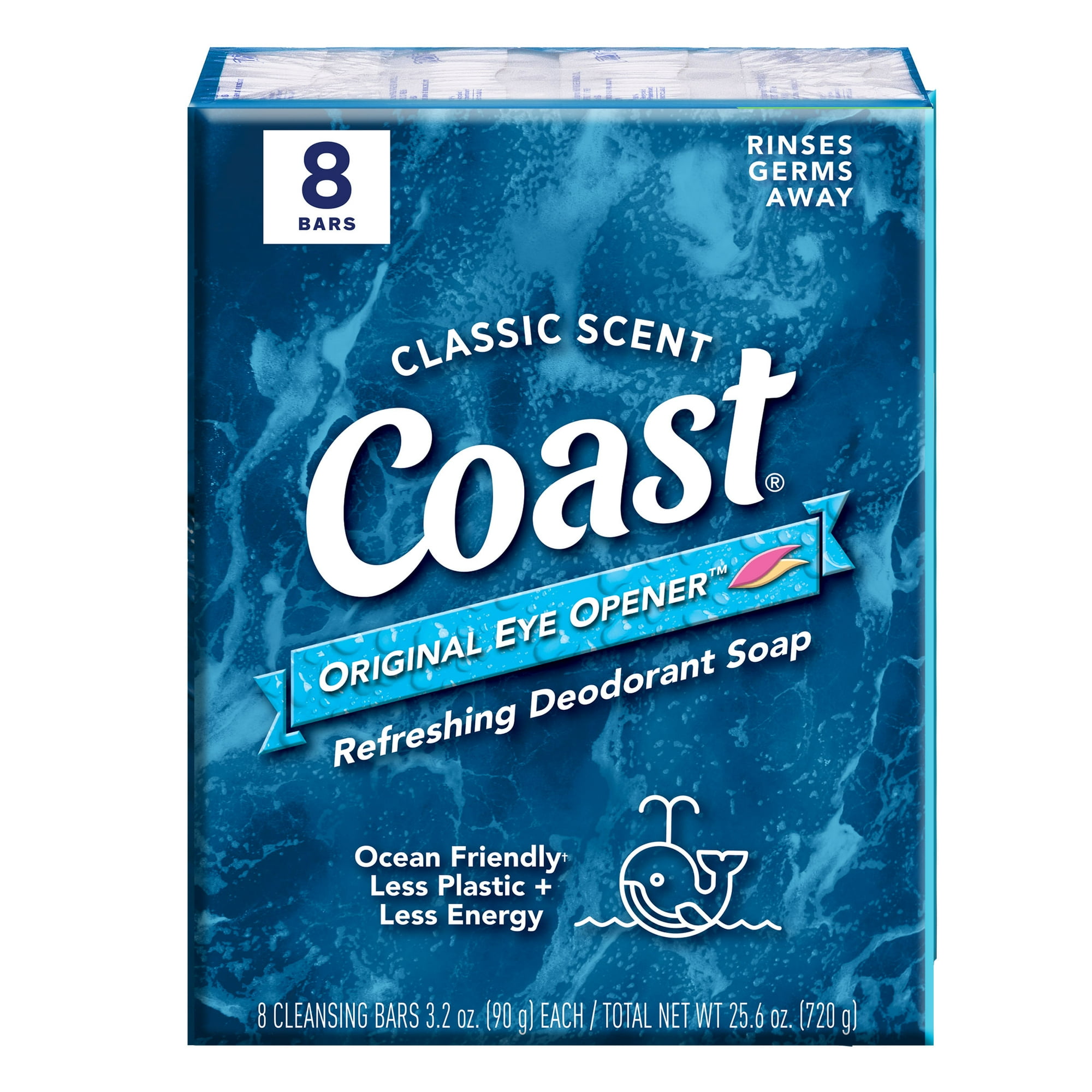 Coast Classic Pacific Force Refreshing Deodorant Bar Soap for All Skin Types, 3.2 oz, 8 Bars