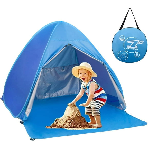 Pop Up Beach Tent Shade Sun Shelter UPF 50  Canopy Cabana 2-3 Person for Adults Baby Kids Outdoor Activities Camping Fishing Hiking Picnic Touring (Blue)