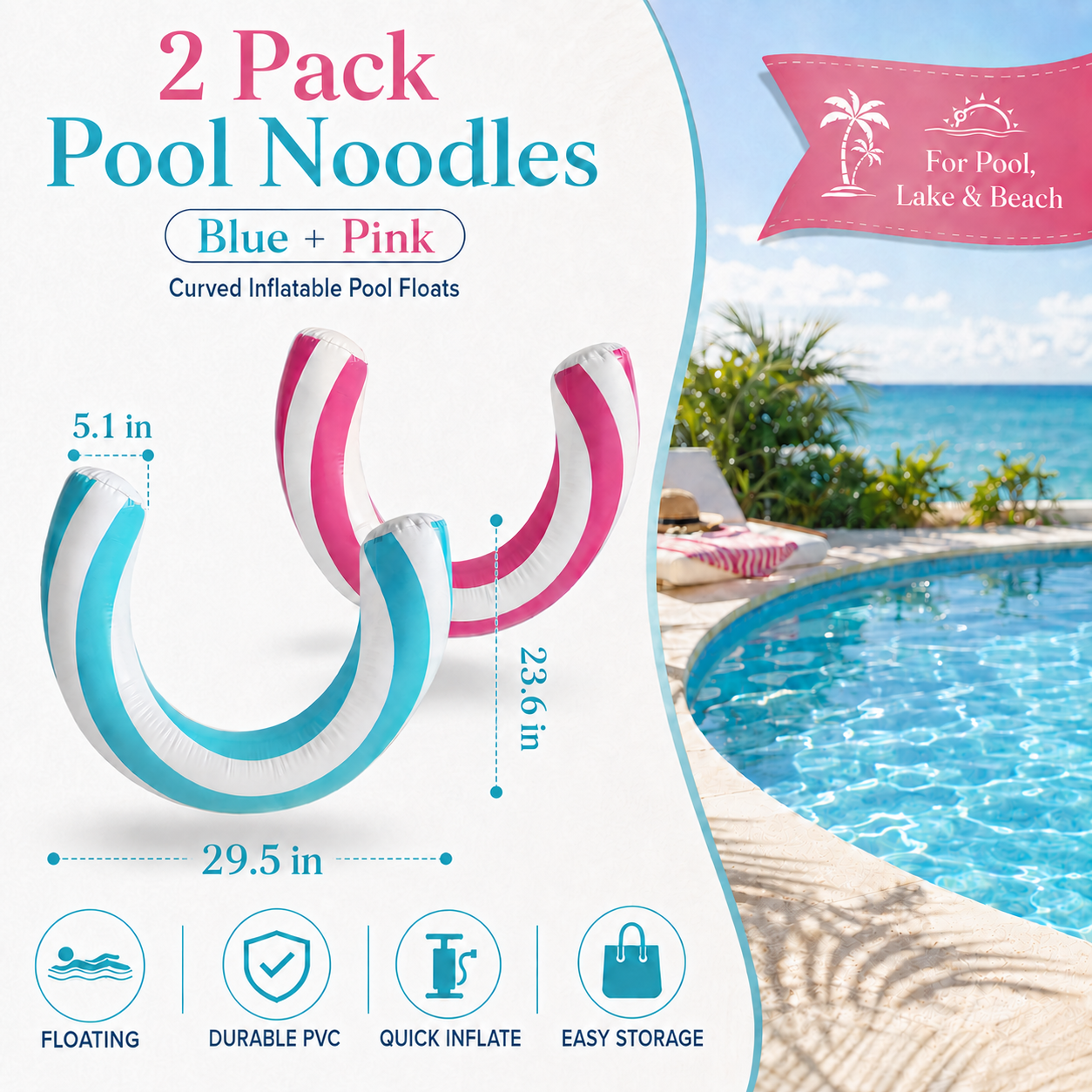 Pendali Pool Noodles 2-Pack Curved 29.5 Inch photo 2