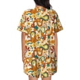thumbnail image 6 of Uemuo Vintage Floral Pattern Women's Short-Sleeved Pajama, Button-Front Loungewear, 2-Piece Summer Sleepwear, Elastic Drawstring Shorts-3X-Large, 6 of 7
