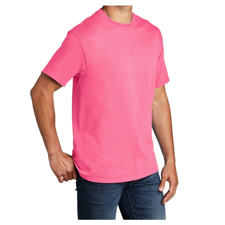 Mens Core Cotton Male T Shirts Neon Pink M