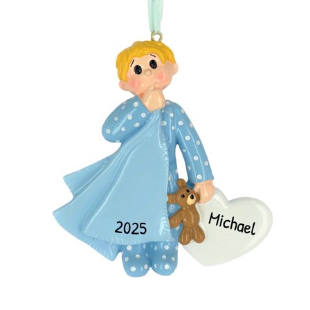 Personalized Toddler Ornament 2024 Custom Blue Blonde Girl Toddler 1 Count - Ornaments by Elves