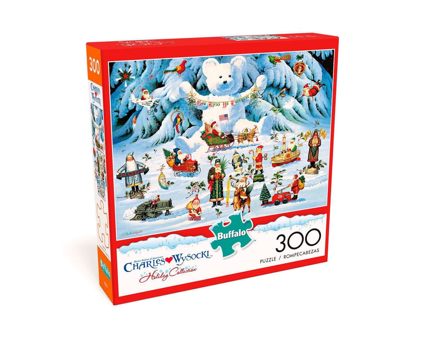 Buffalo Games Large Pieces Charles Wysocki Le puzzle Jingle Bell Teddy & Friends en 300 pièces