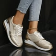 thumbnail image 5 of Wedge Sneaker,High Heel Sneakers,Sneaker Wedges,Women Wedge Shoes,Women's Fashion Sneakers,Women's Sports Shoes Women's Breathable Lace-Up Sneakers Wedge Sports Shoes,Gold,6.5, 5 of 8