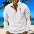 thumbnail image 2 of AWZXDE Men's Autumn Winter Solid Color Quarter Zip Fashion Print Pattern Casual Collar Stand Neck Pullover Sweatshirt White,XXL, 2 of 4