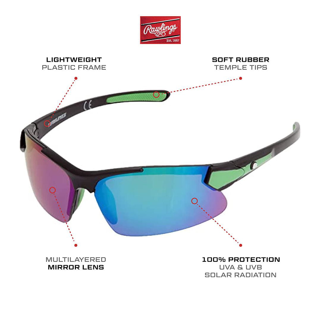 Rawlings Kids Sunglasses for Baseball and Softball Sunglasses - Several  Colors - Stylish Shield Lenses 