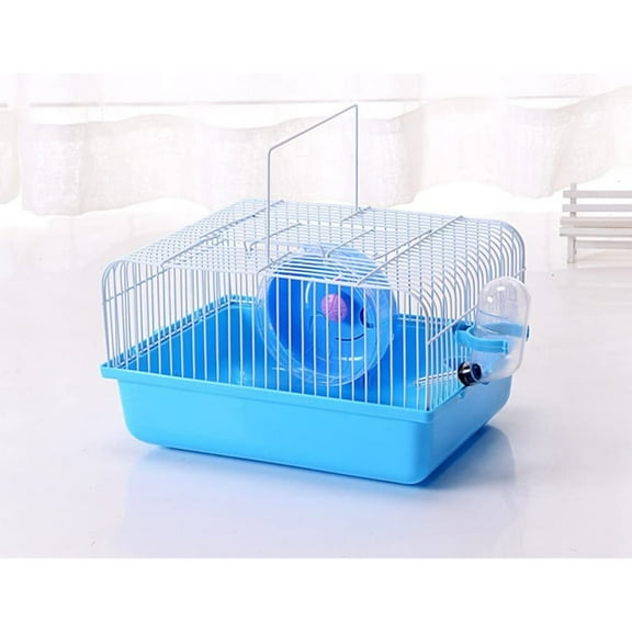 PEACNNG Hamster Cage Portable Carrier Hamster Carry Case Cage with Water Bottle&Wheels&Food Feeder Travemster Small Animals (Blue)
