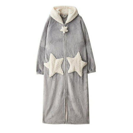 

Jebong Women Clothing Deals!2022 Womens Splice Hooded Thicken Coral Fleece Robe Bathrobe Pajamas Sleepwear Pocket