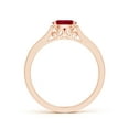 thumbnail image 2 of ANGARA Natural East-West Oval Ruby Solitaire Ring with Diamonds in 14K Rose Gold for Women (Size-6x4mm) | July Birthstone, Birthday, Anniversary, Jewelry Gift for Women | Natural Ruby Ring, 2 of 8