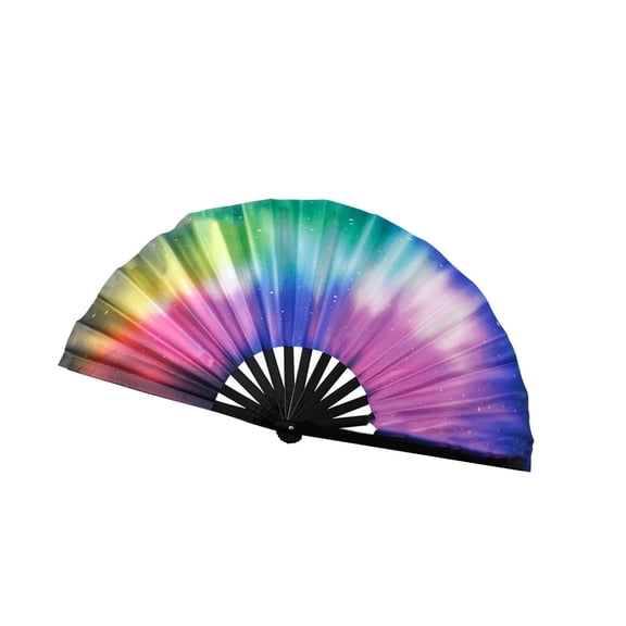 Portability Fluorescent Glowing Bamboos Hand Fan For Music Festivals Nightclubs Costume Parties And Discos Themed Dance