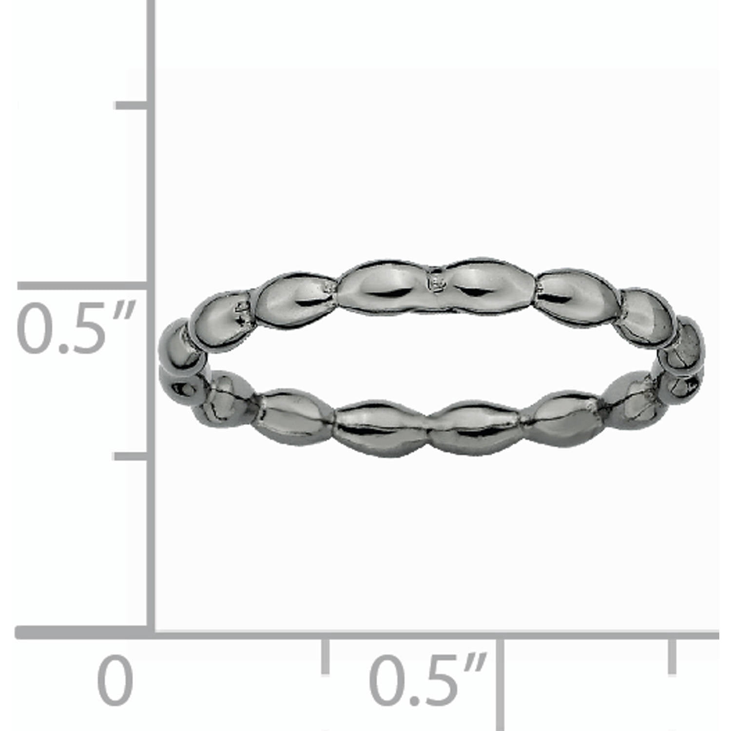 Sterling Silver Black-Plated Rice Ring