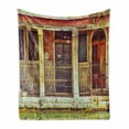 thumbnail image 1 of Venice Soft Flannel Fleece Blanket, Desolated Aged Timeworn Italian Building and Water Canal Vintage Historical, Cozy Plush for Indoor and Outdoor Use, 60" x 80", Orange Brown Green, by Ambesonne, 1 of 6