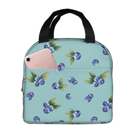 Insulated Lunch Bag for Women Men - Blueberries Print blue Leakproof Cooler Lunch Box for Women Men  Lunch Tote Bags for Work School Picnic Travel
