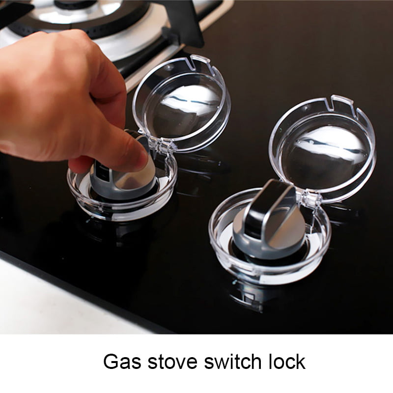 2/4 Pcs Clear Gas Stove Knob Cover Kit Kitchen Switch Protective Covers 