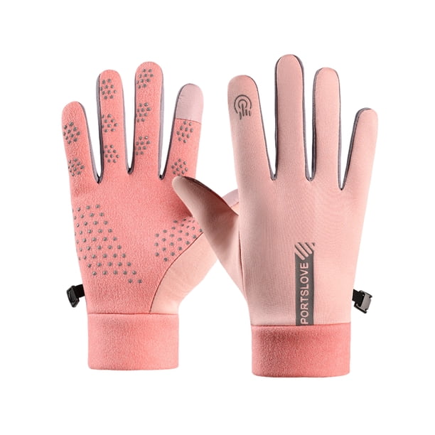 Guantes impermeables Qarigey para hombre y mujer manoplas de invierno con pantalla táctil Rosa