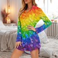 thumbnail image 5 of Yuyamidu Rainbow Heart Long Sleeve Nightgowns Size S Fashion Long Sleeve Night Shirt for Women Plus Size Button Sleep Dress Nursing Pajamas Shirt Comfortable V Neck Nightdress, 5 of 7