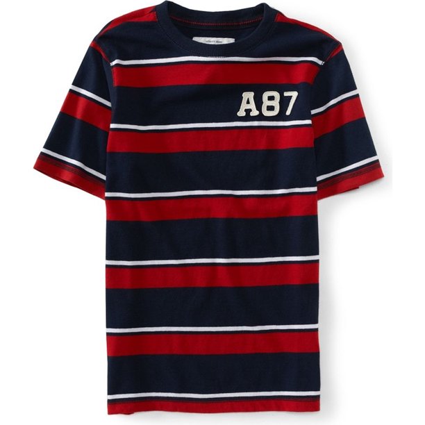 Playera gráfica Aeropostale A87 con cuello en V para hombre roja mediana