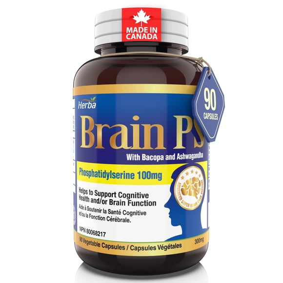 Herba Phosphatidylserine Supplement – 90 Capsules | 300mg Total with 100mg of Phosphatidylserine | Brain PS | Made in Canada