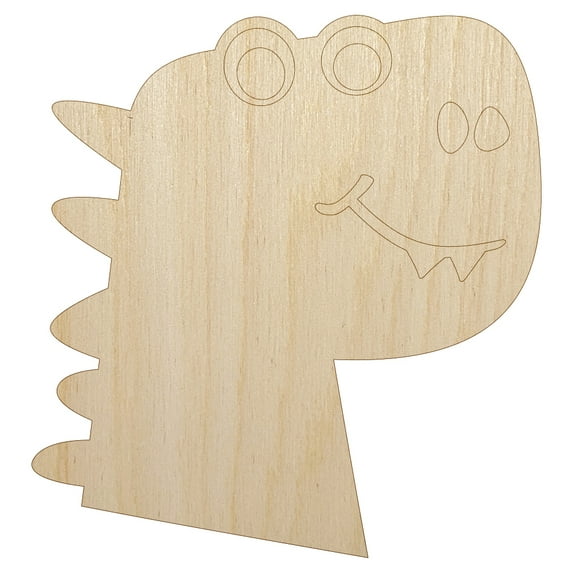 Silly Dinosaur Head Doodle Wood Shape Unfinished Piece Cutout Craft DIY Projects - 4.70 Inch Size - 1/8 Inch Thick