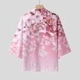 thumbnail image 4 of 2DXuixsh Cardigan pour Femmes, Coupe Ample, Imprimés Floraux, Blouse Décontractée, Col Rond, Chandail Classique, Violet Taille TG, 4 of 4
