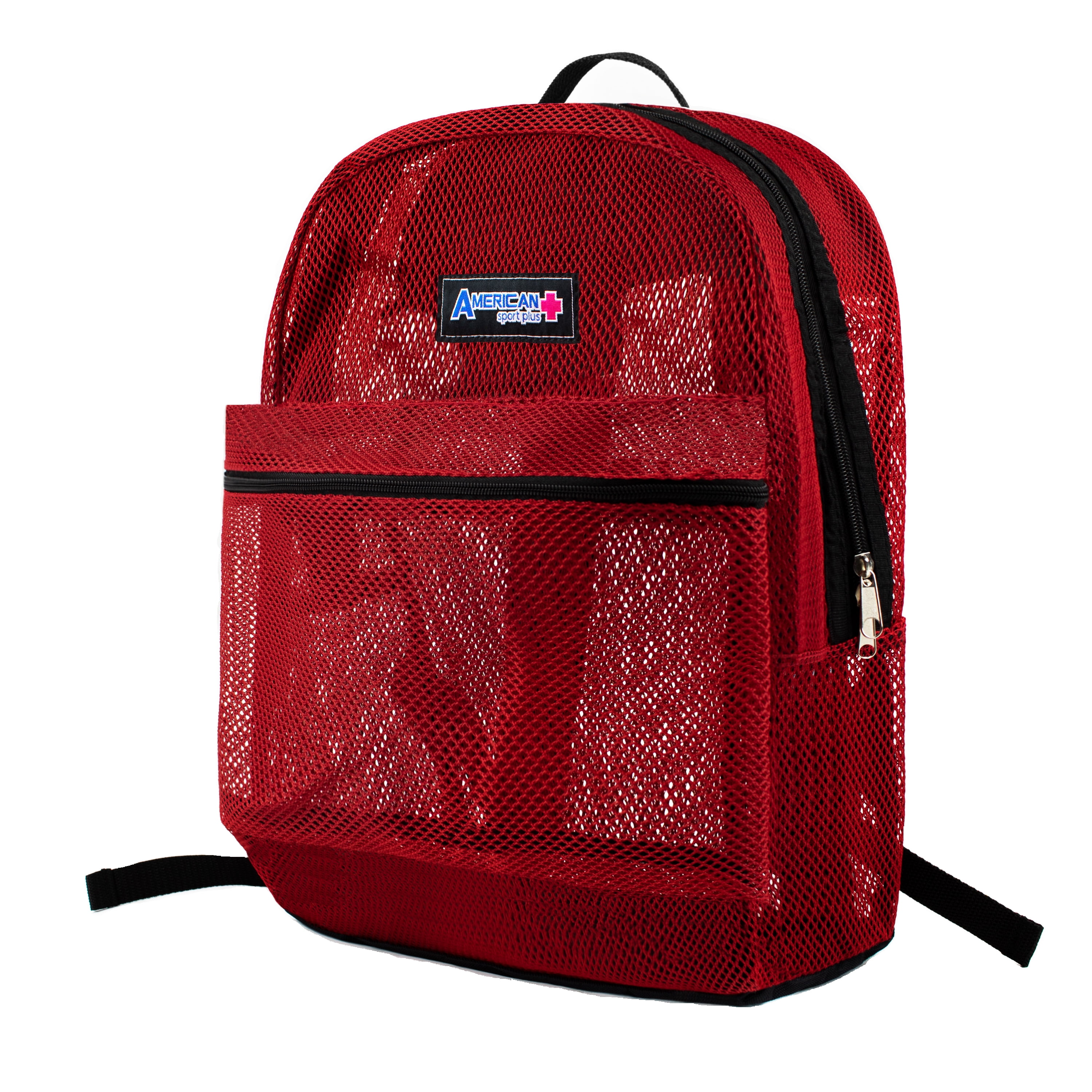 American Sport Plus Mesh 17" School Security Travel Backpack, Red
