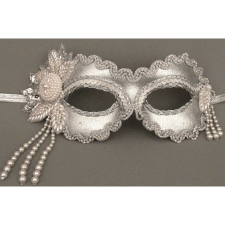 Divine in Silver Beaded Masquerade Mask