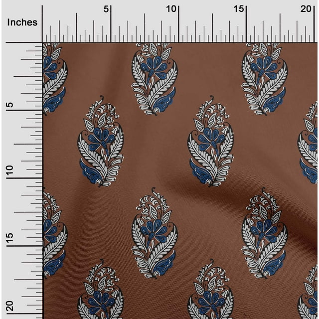 oneOone Cotton Silk Fabric Leaves & Floral Block Decor Fabric Printed BTY 42 Inch Wide