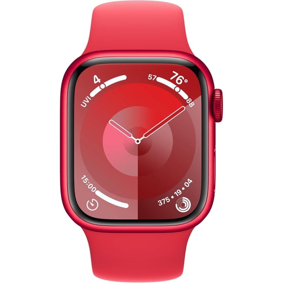 Pre-Owned Apple Watch Series 9 [GPS + Cellular 41mm] Smartwatch with (PRODUCT) Aluminum Case and (PRODUCT)RED Sport Band - S/M. Fitness Tracker, ECG Apps, Always-On Retina Display, Water Resistant - Red