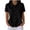 Black, variant on Womens Summer Tops Waffle Knit Button Down Shirts Casual V Neck Short Sleeve Shacket Jacket Dressy Blouses Orange,L