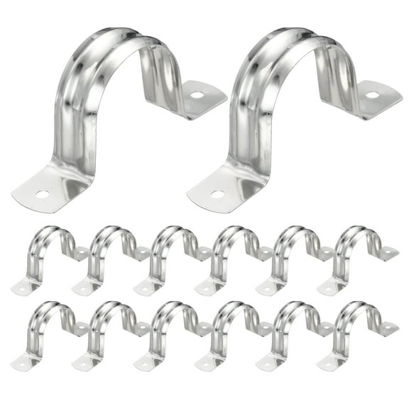 Uxcell 26pcs Conduit Clamp 1 1/4 Inch, 1 Hole Stainless Steel Pipe Strap, U Bracket Double Band Rigid Metal Conduit Hanger for Pipe Fixing, Tube Wire Installation