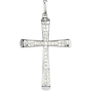 Jewels By Lux 14k White Gold .03 CT Diamond Cross Pendant