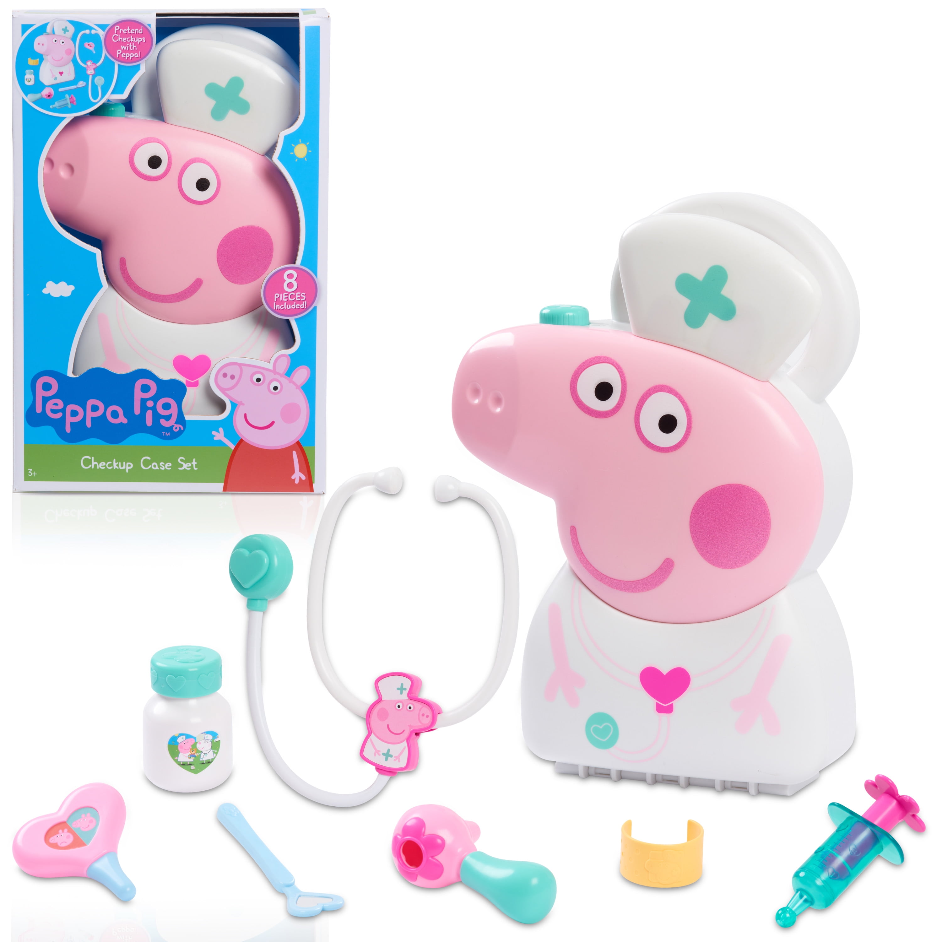 Peppa Pig Checkup Case Set with Carry Handle, 8-Piece Doctor Kit for Kids with Stethoscope,  Kids Toys for Ages 3 Up, Gifts and Presents
