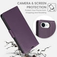 thumbnail image 7 of Wallet Case for iPhone 16e with [RFID Blocking] Card Holder Kickstand with Lanyard,Magnetic Clasp PU Flip Leather Shockproof Full-body Phone Case for iPhone 16e,Darkpurple, 7 of 7