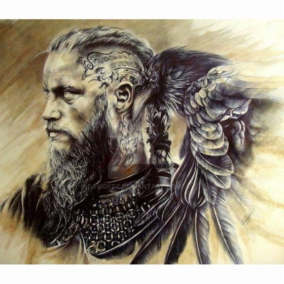 Viking Warrior DIY 5D Diamond Painting Set, round diamond embellishment art. Suitable for home wall decoration and gifts