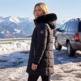 thumbnail image 5 of Women's Winter Down Coats Waterproof Thicken Hooded Insulated Quilted Puffer Jacket, Black L, 5 of 8