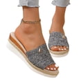 thumbnail image 4 of CYMMPU Women's Open Toe Espadrille Wedge Slide Sandals Slip On Casual Shoes with Decorative Strap for Summer Everyday Wear Gray 41, 4 of 7