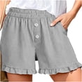thumbnail image 4 of Hurxie Womens Boxer Shorts Y2K Ruffle Pajama Summer Lounge Sleep Striped Casual Beach Pj Bottoms Pockets Gray,S, 4 of 6