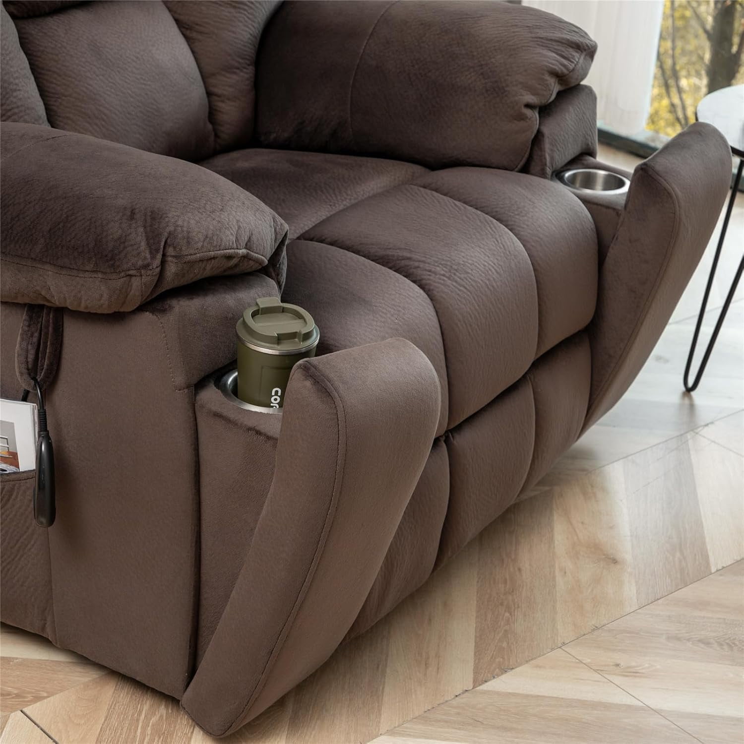 Lift Recliner for Big and Tall Seniors, Lift Chair with Heat and Vibration Massage, 2 Side Pockets, 2 Cup Holder, 2 Remote, OKIN Motor