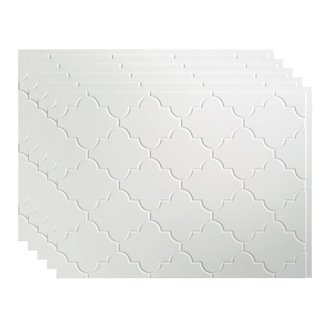 FASÄDE Monaco Decorative Vinyl 18in x 24in Backsplash Panel in Matte White (5 Pack)
