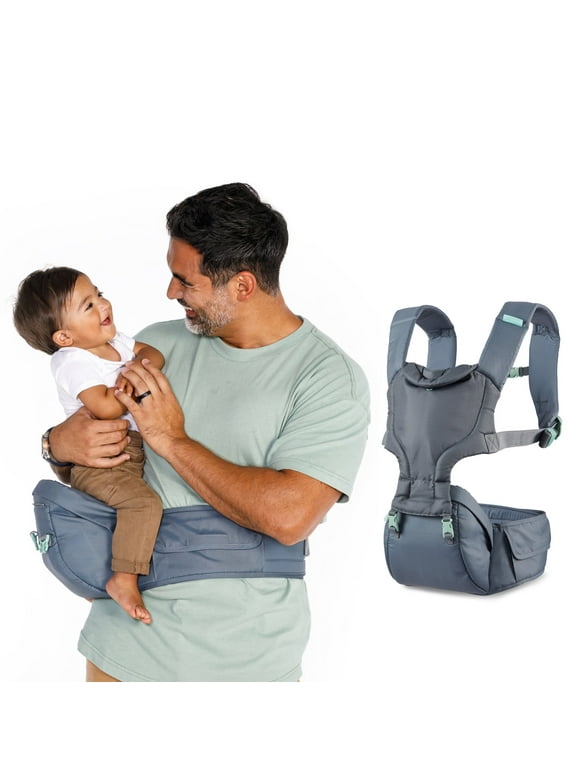 Infantino Hip Rider 5-in-1  Hip Seat Baby Carrier for Infants and Toddlers 12-45 lbs, 5-Position, Gray